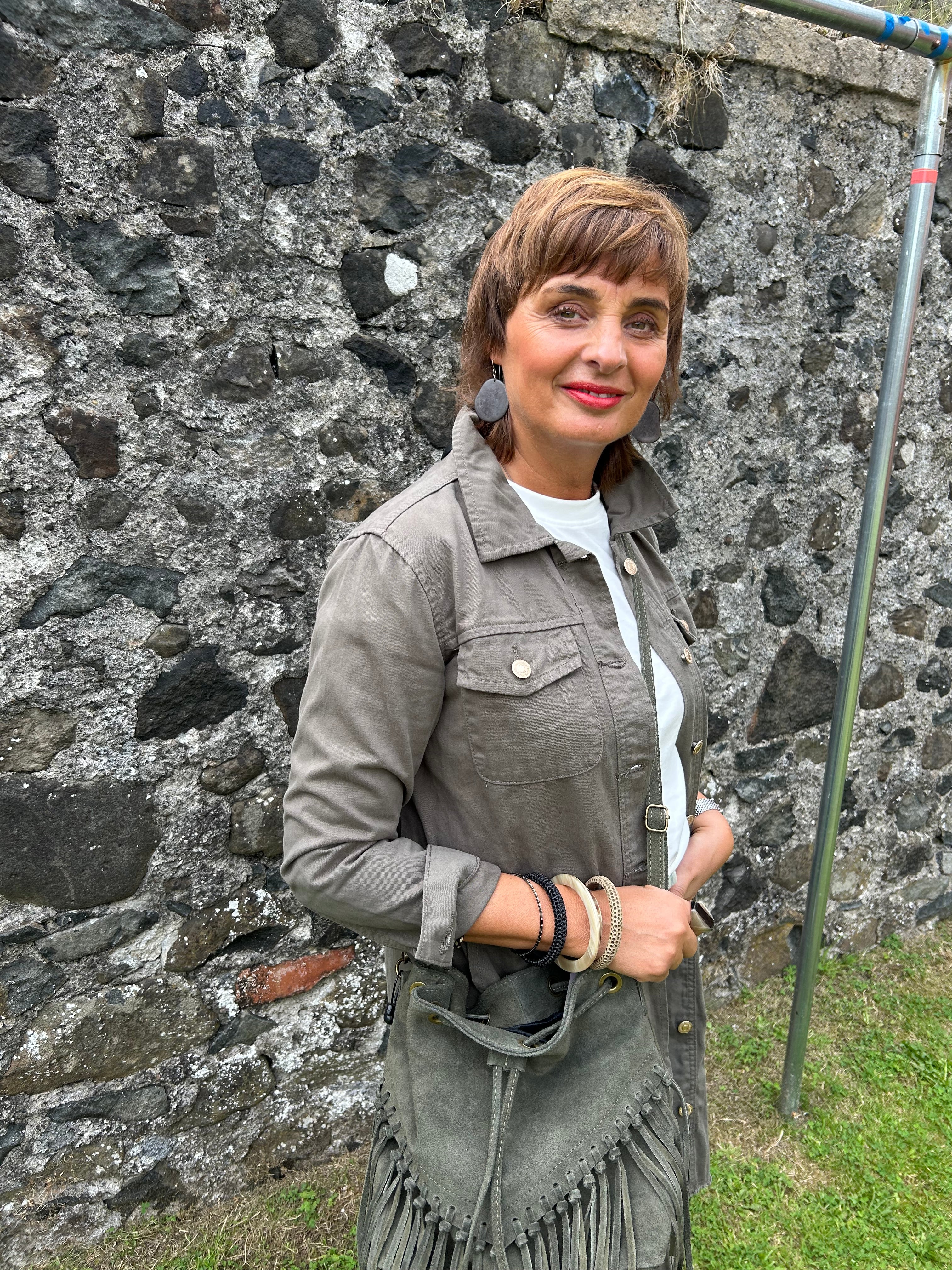 Foxy Solid Long Jacket in Army