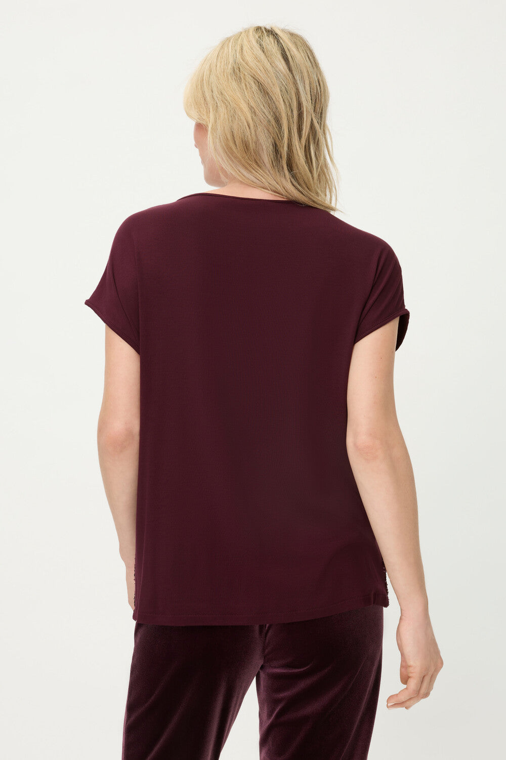 Sequin Front Top in Dark Wine