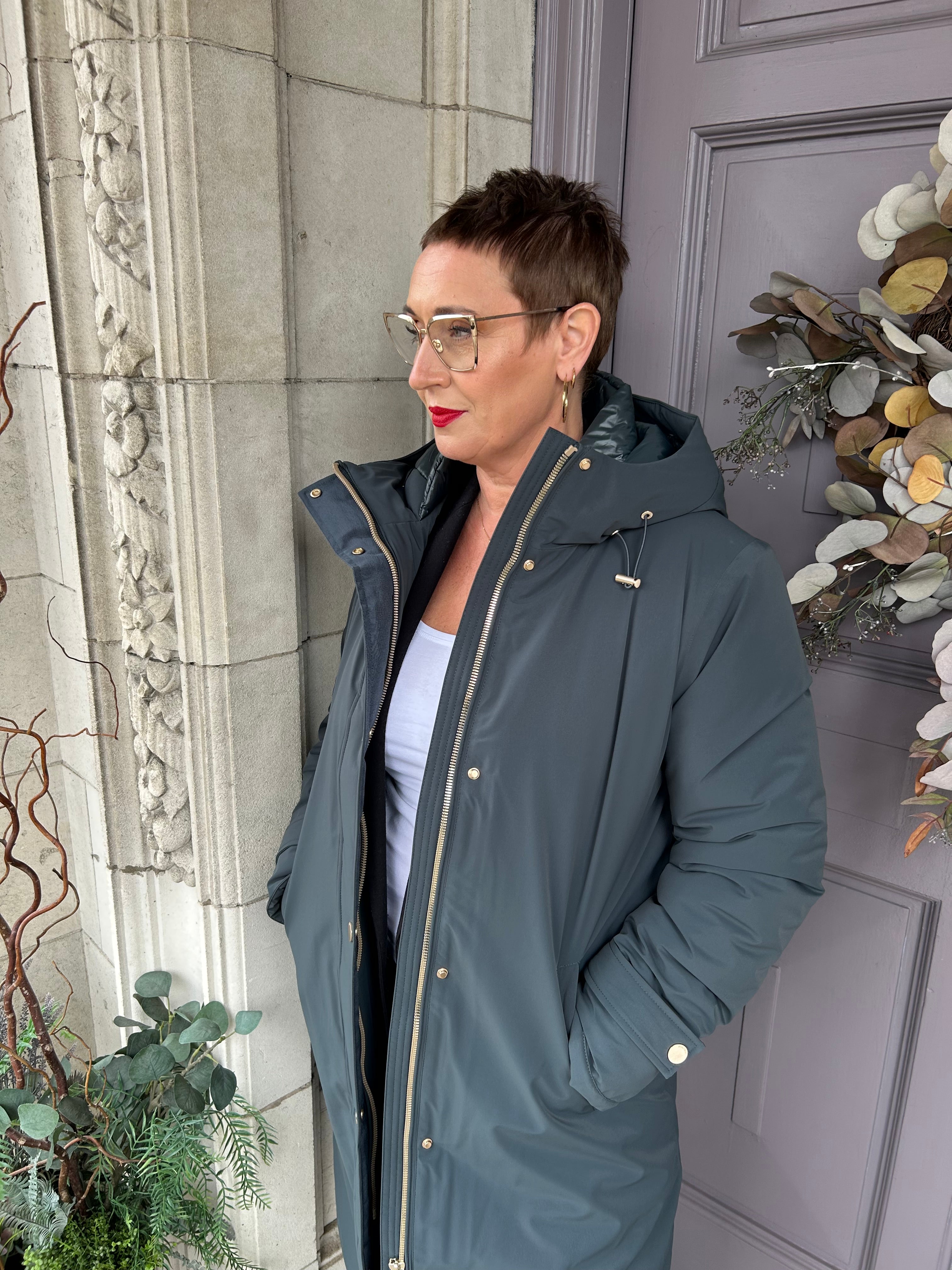 Eliza Raincoat in Off Black