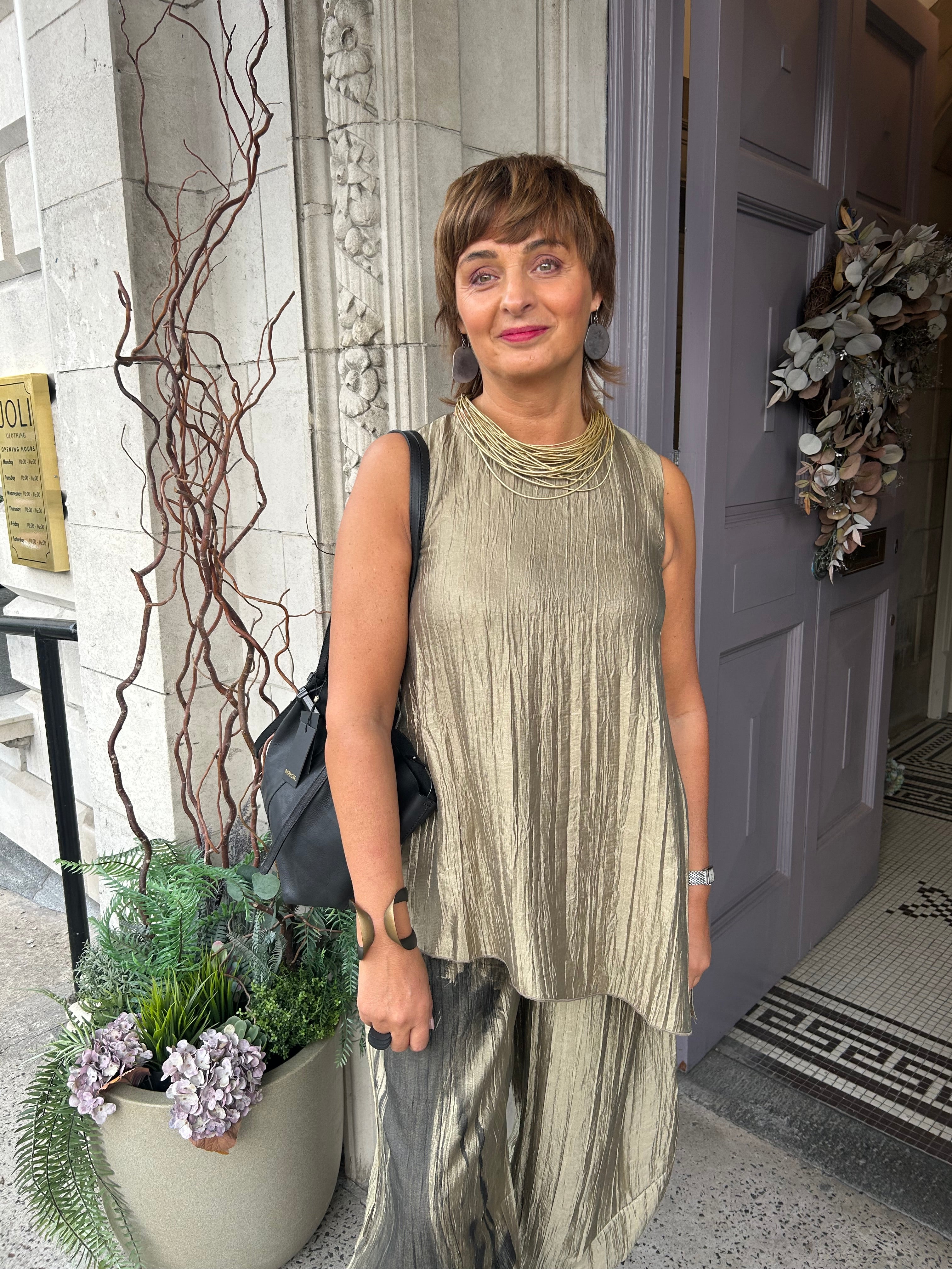 Asymmetric Vest in Gold