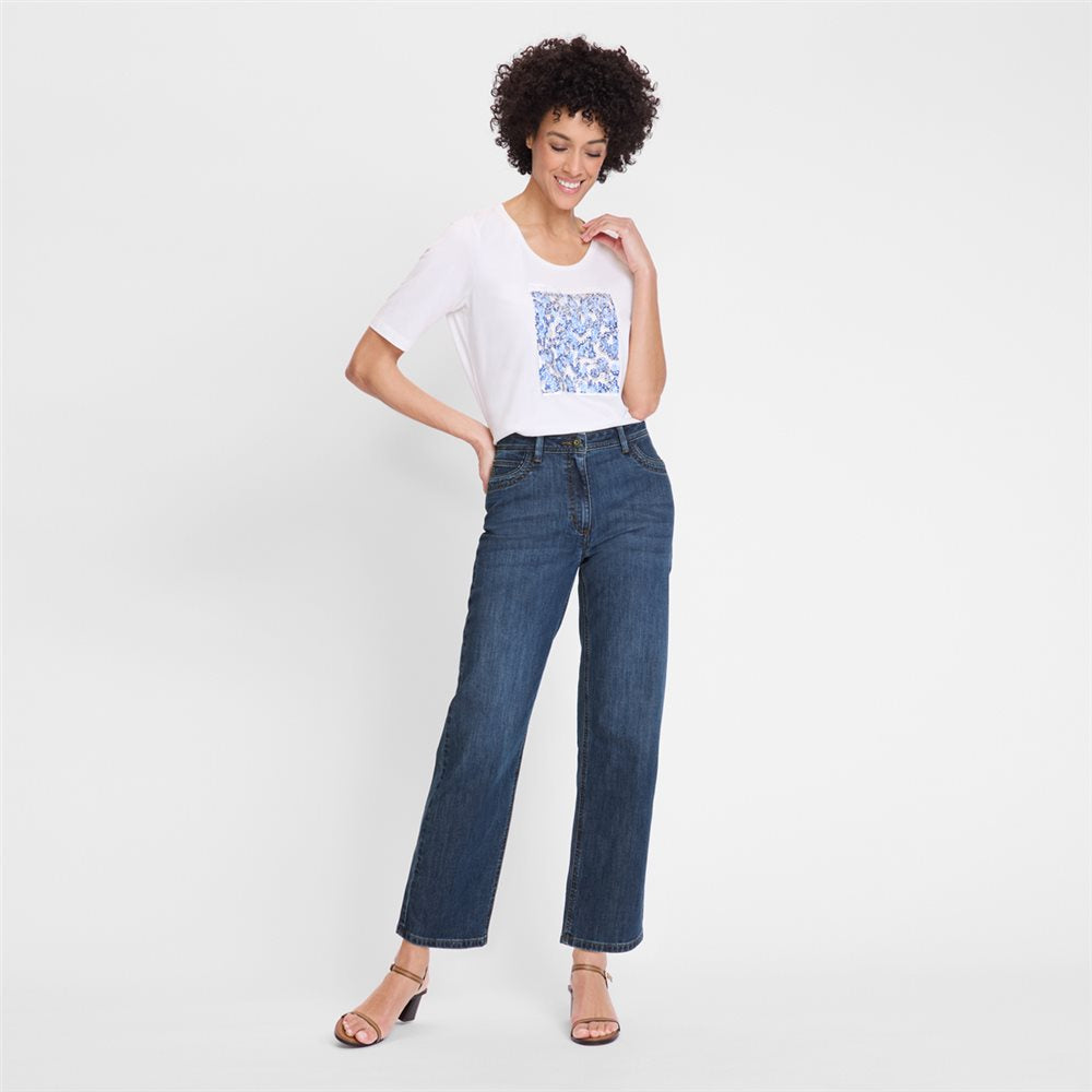 Cropped Denim Trouser in Blue