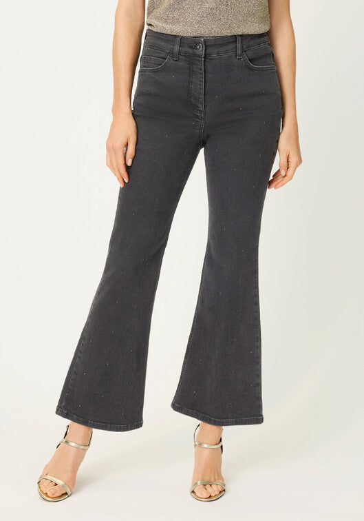Cropped Denim Trouser in Black