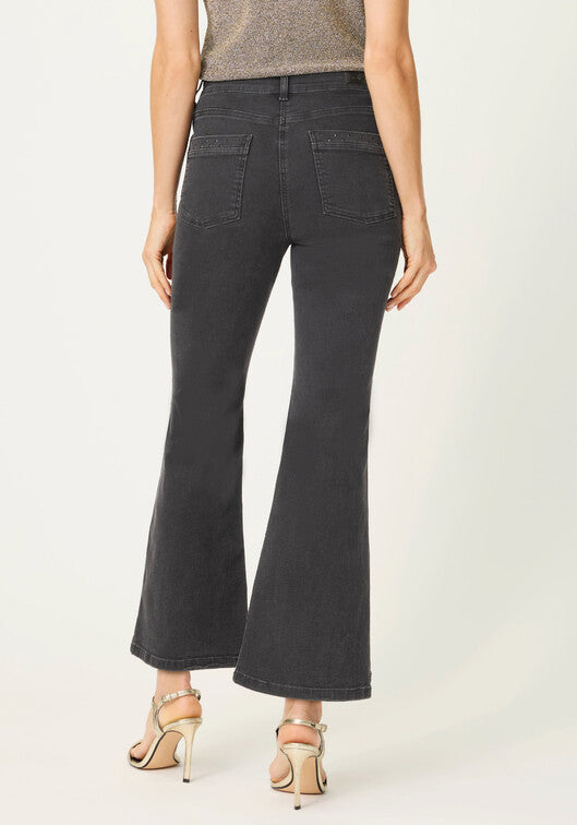 Cropped Denim Trouser in Black