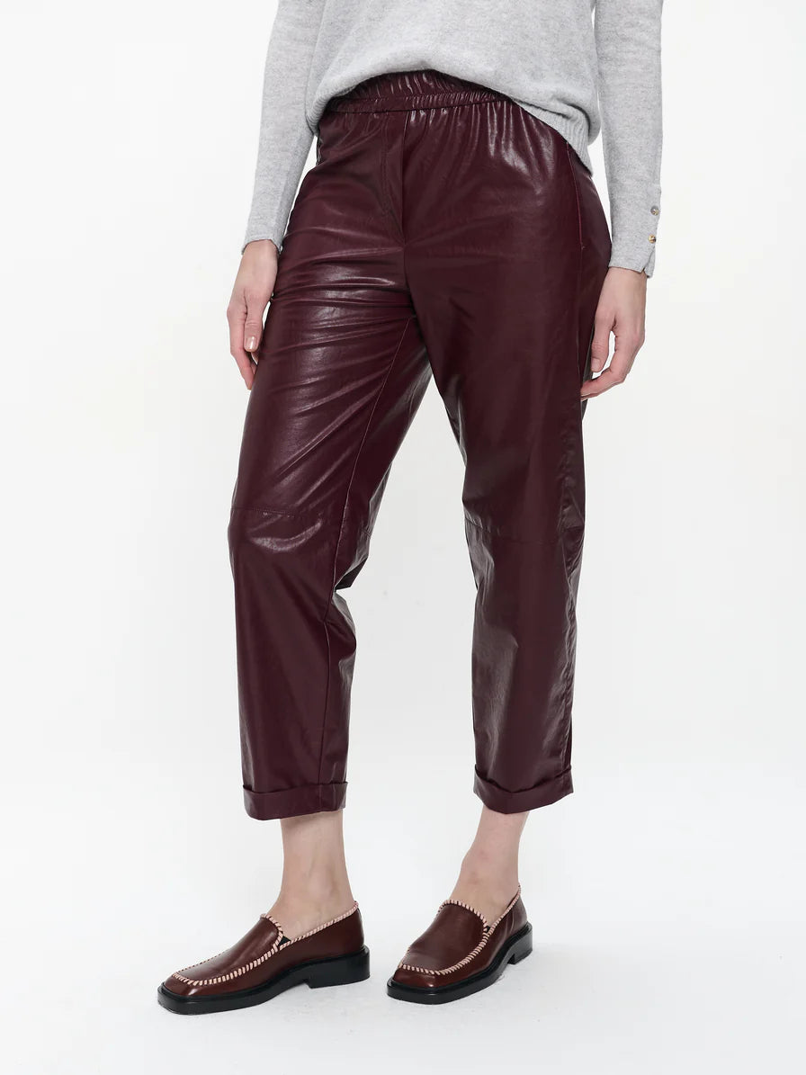 Daphne Eco Leather Trouser in Bordo
