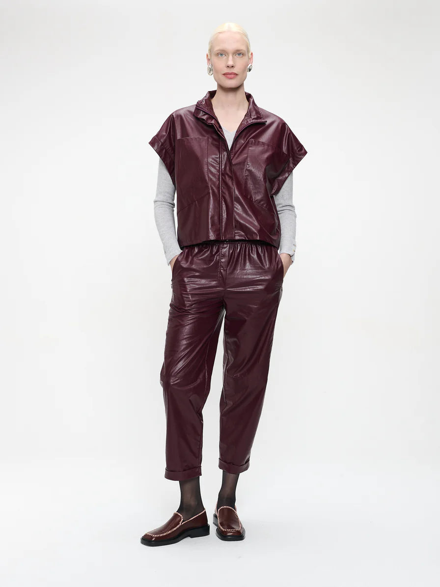 Daphne Eco Leather Trouser in Bordo