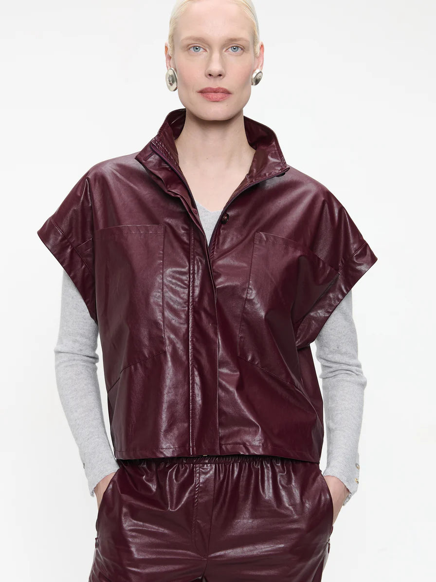 Paola Eco Leather Blouse in Bordo