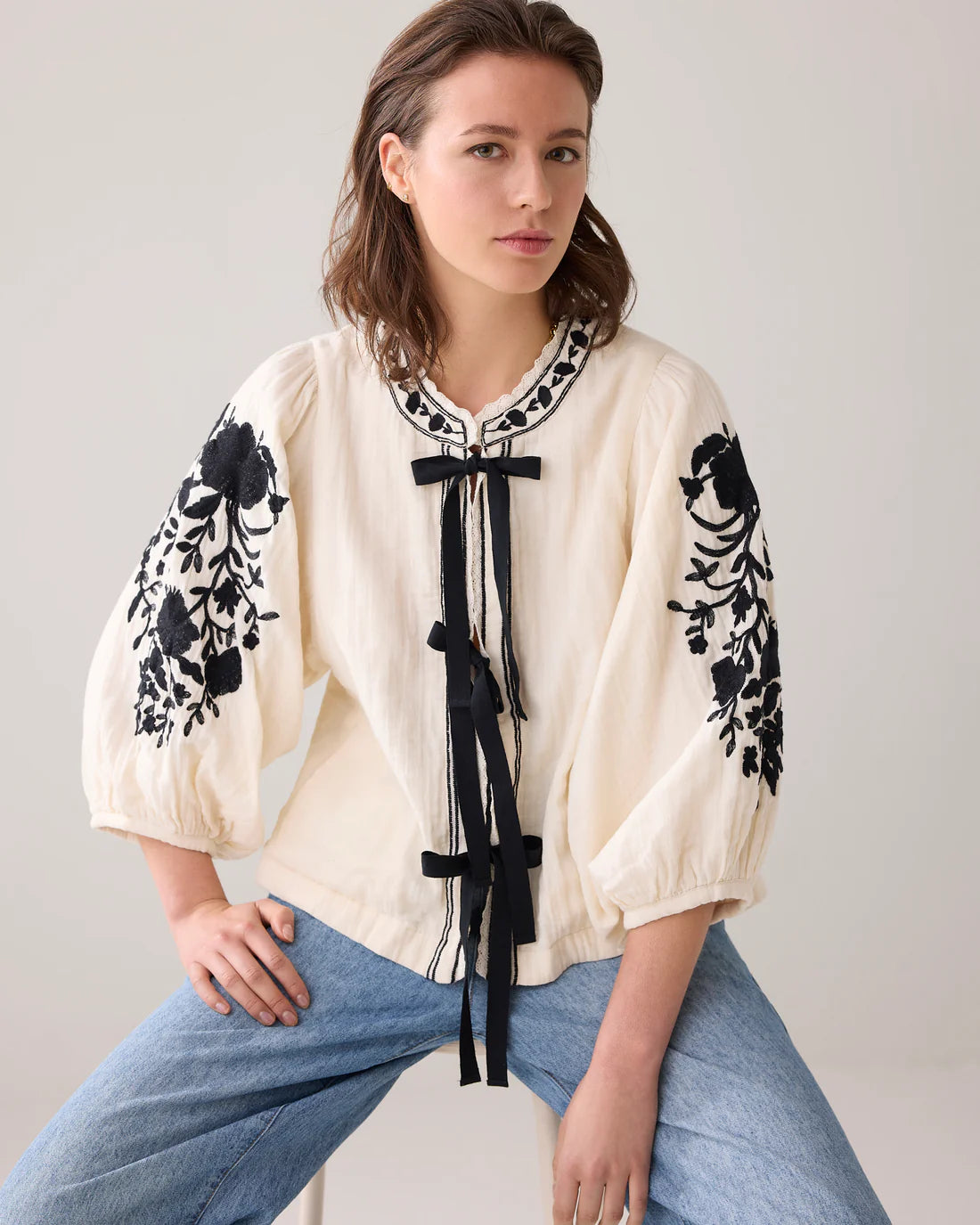 Bohemian Blouse Jacket in Ivory
