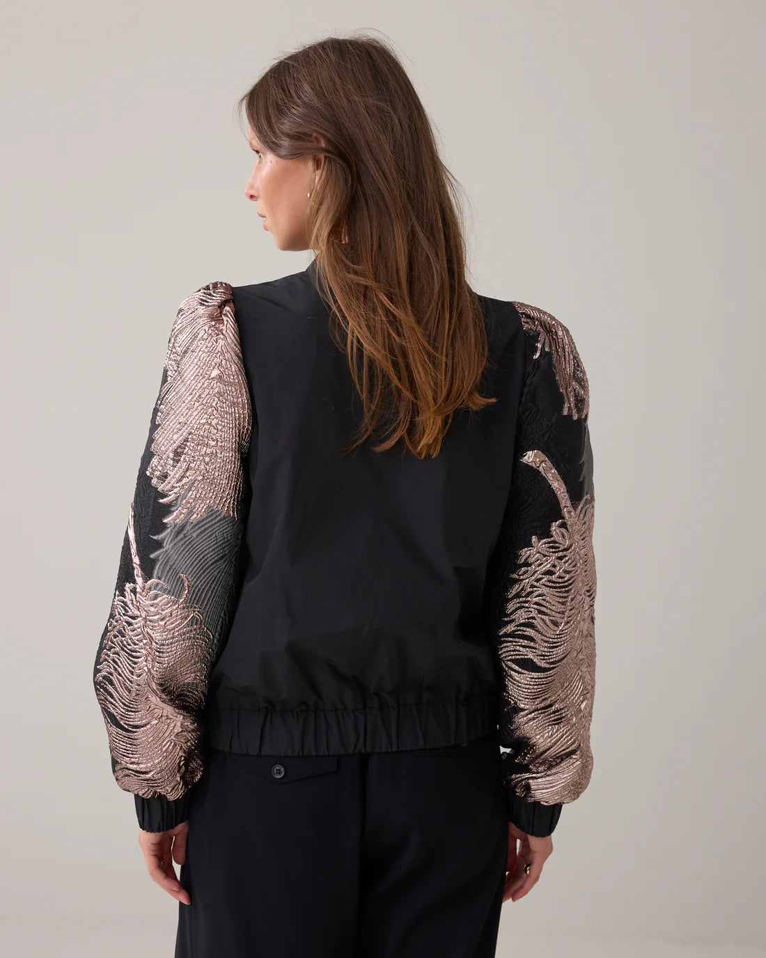 Leaves Jacquard Bomber Jacket in Multi