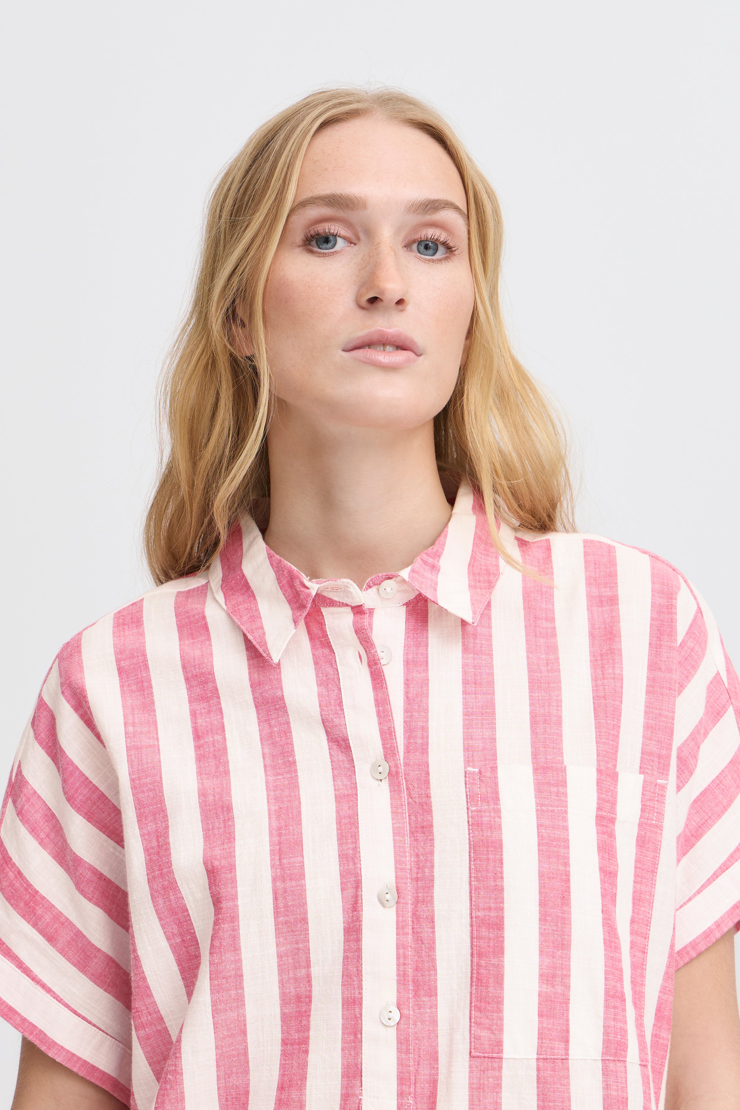 Lolia Dress in Bright Rose/White Stripe