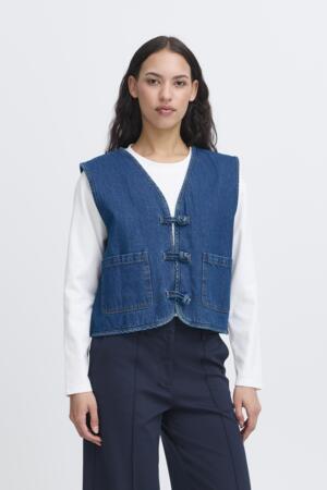 Pellie Waistcoat in Medium Blue