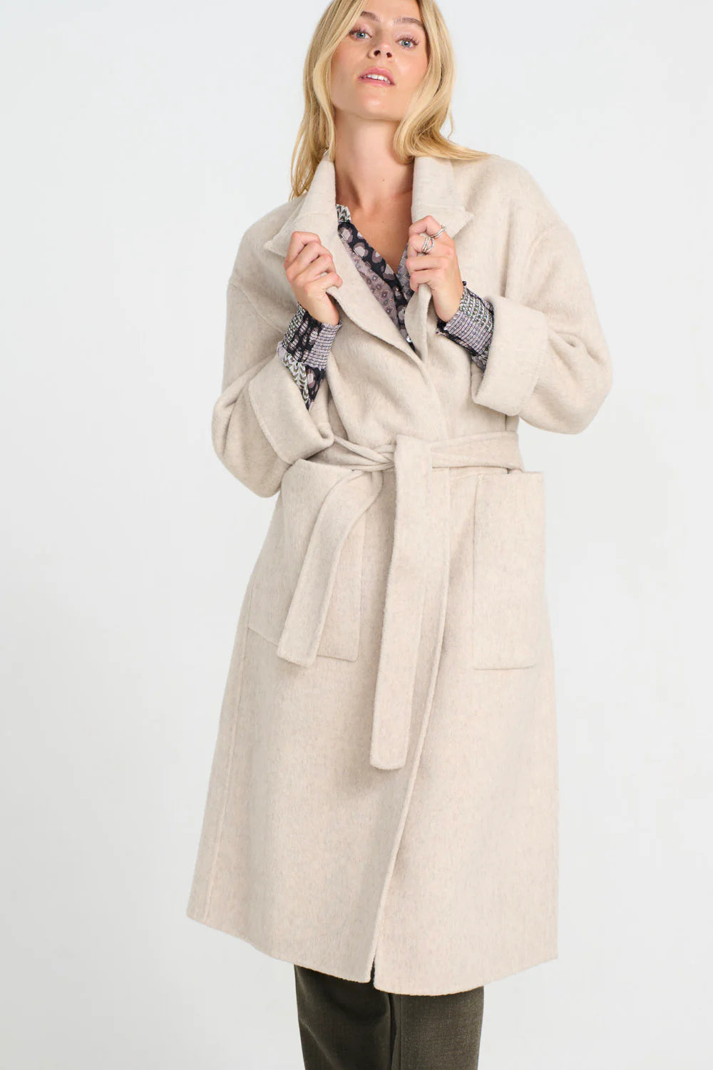 Diaz Long Coat in Sand