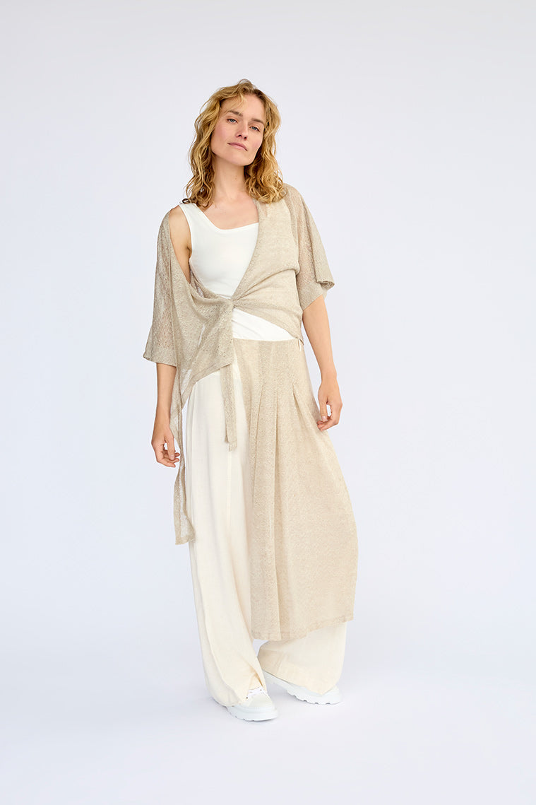 Wide Leg Trouser in Natural