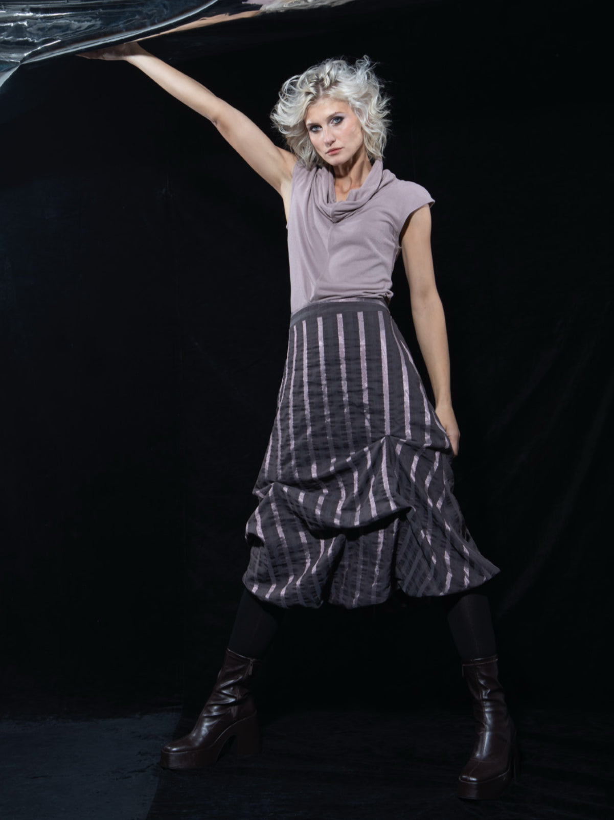 Sleeveless Cowl Neck Top in Pink