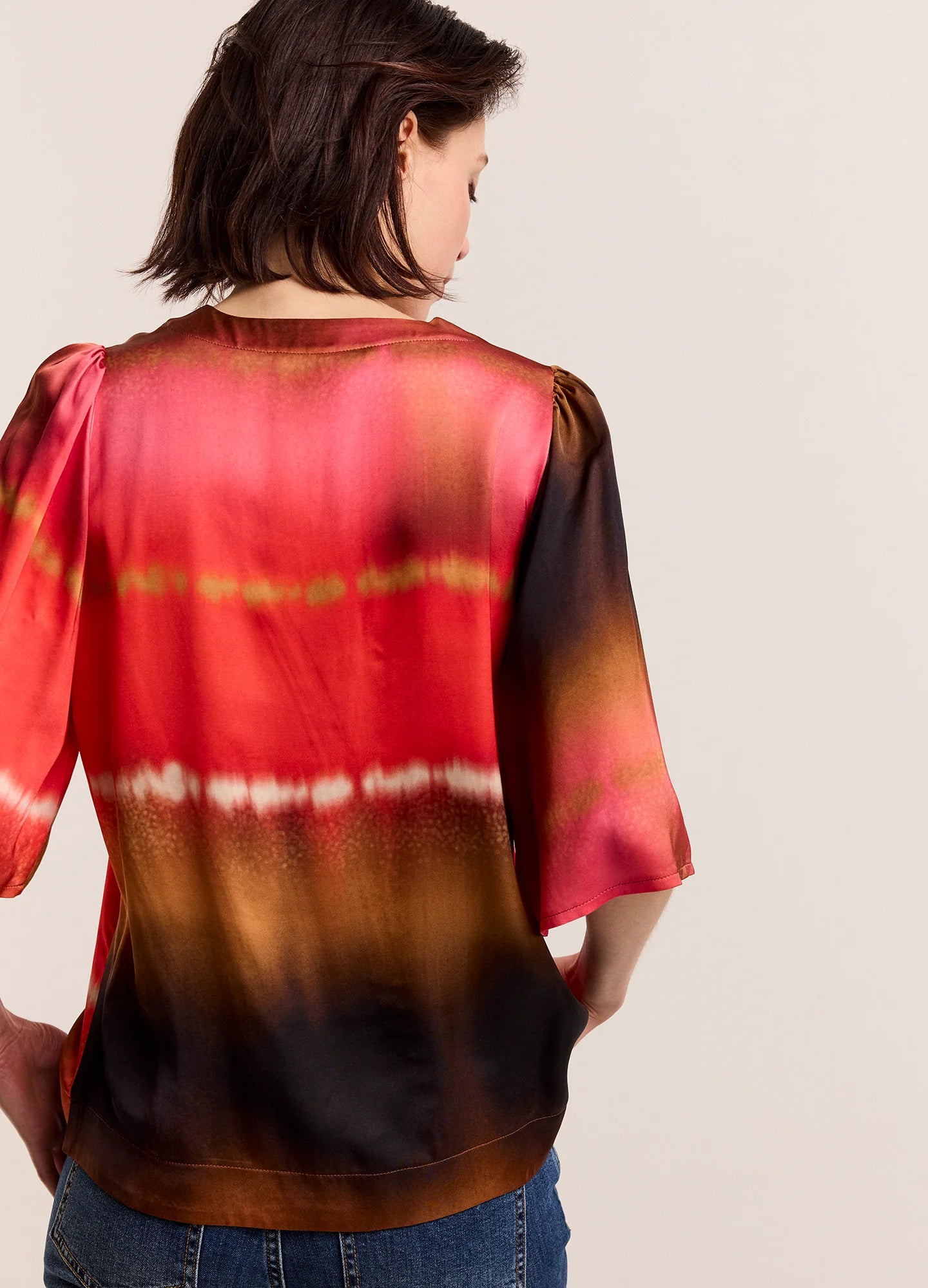 Faded Top with Butterfly Sleeves in Multicolour