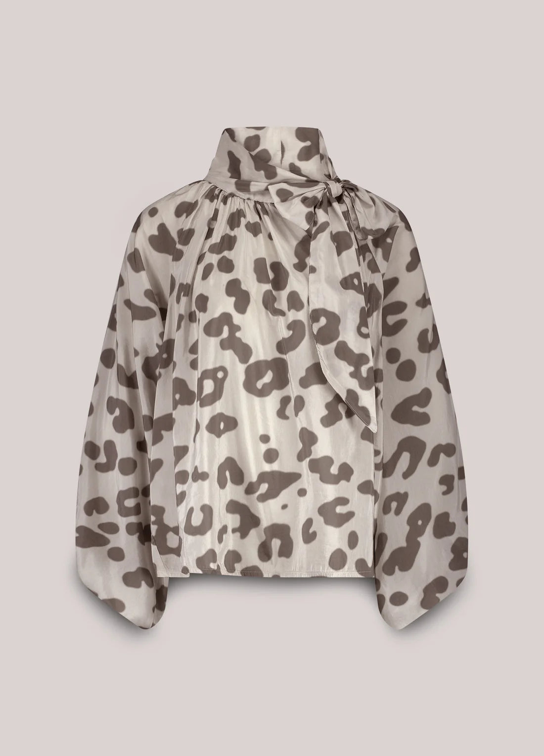 Printed Bow Tie Top in Ivory