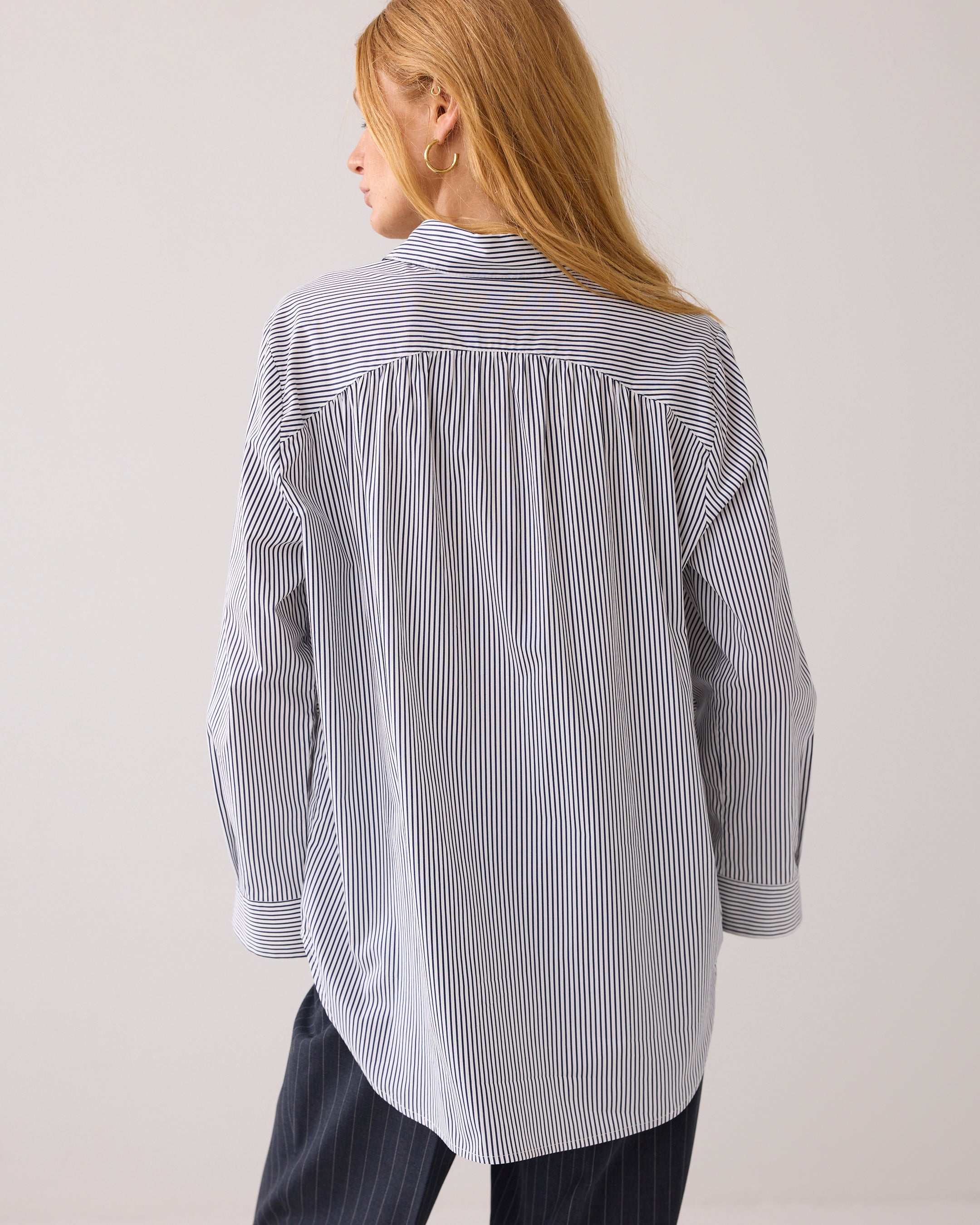 Stripe Blouse in Midnight Blue