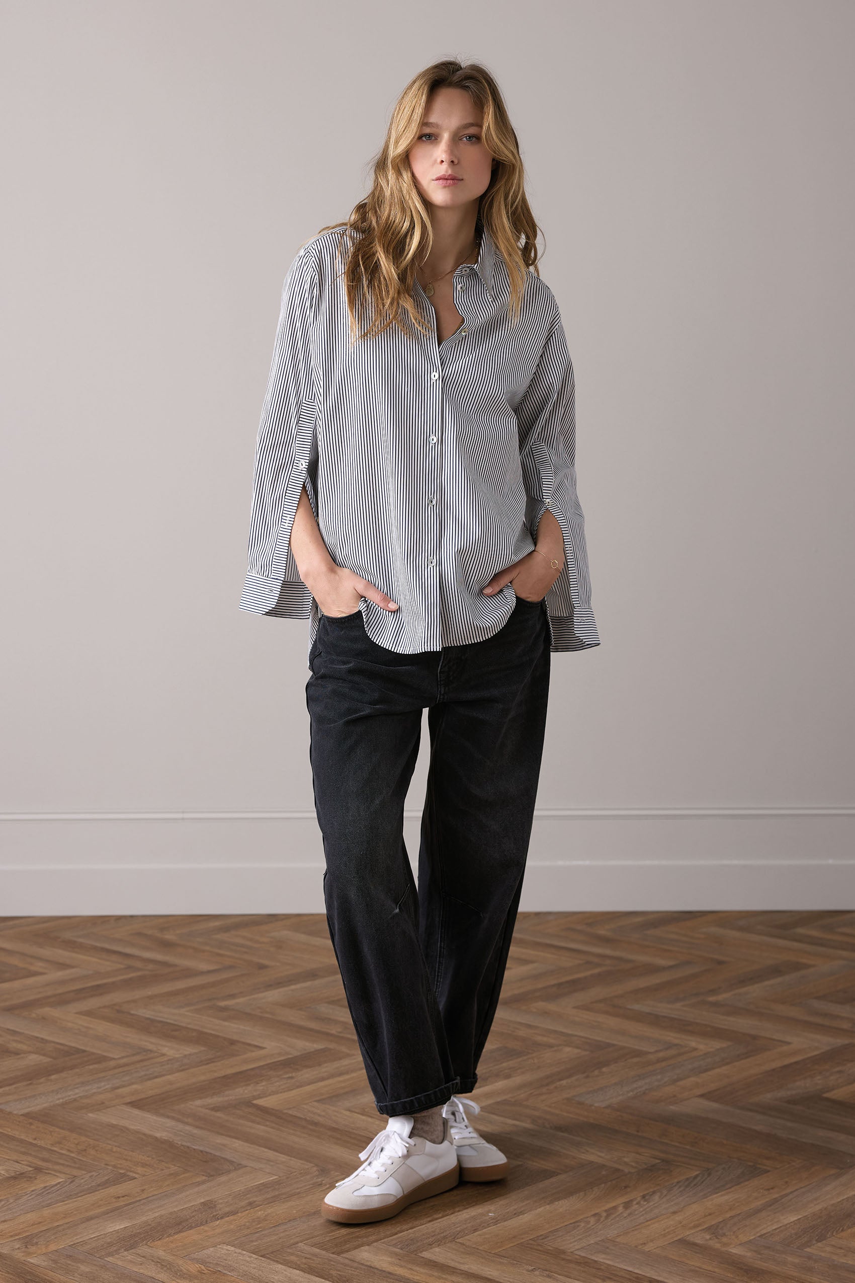 Stripe Blouse in Midnight Blue