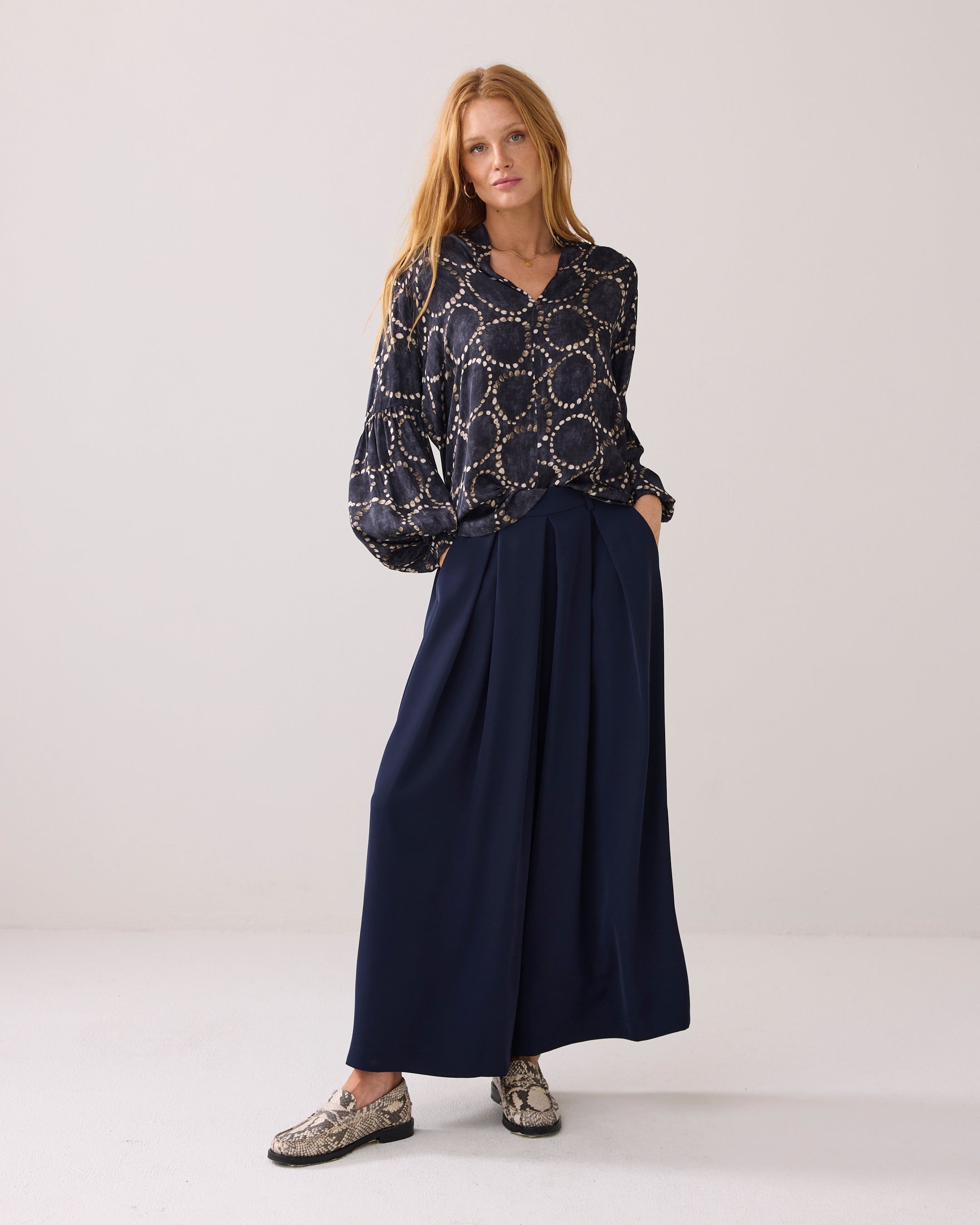 All Over Print Top in Midnight Blue