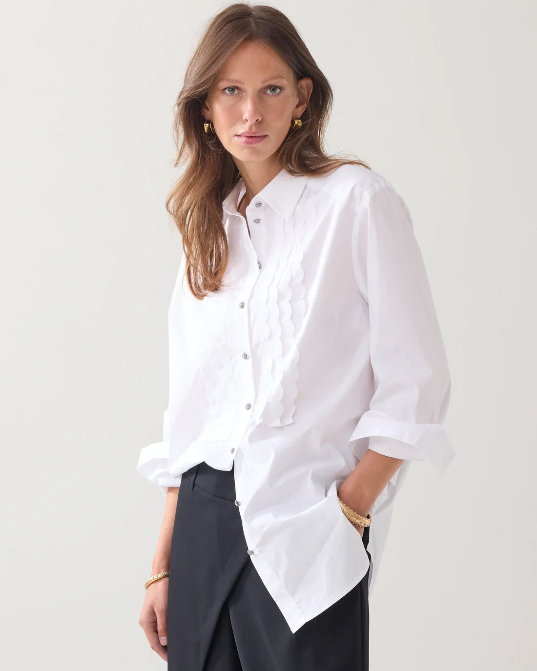 Party Poplin Blouse in White