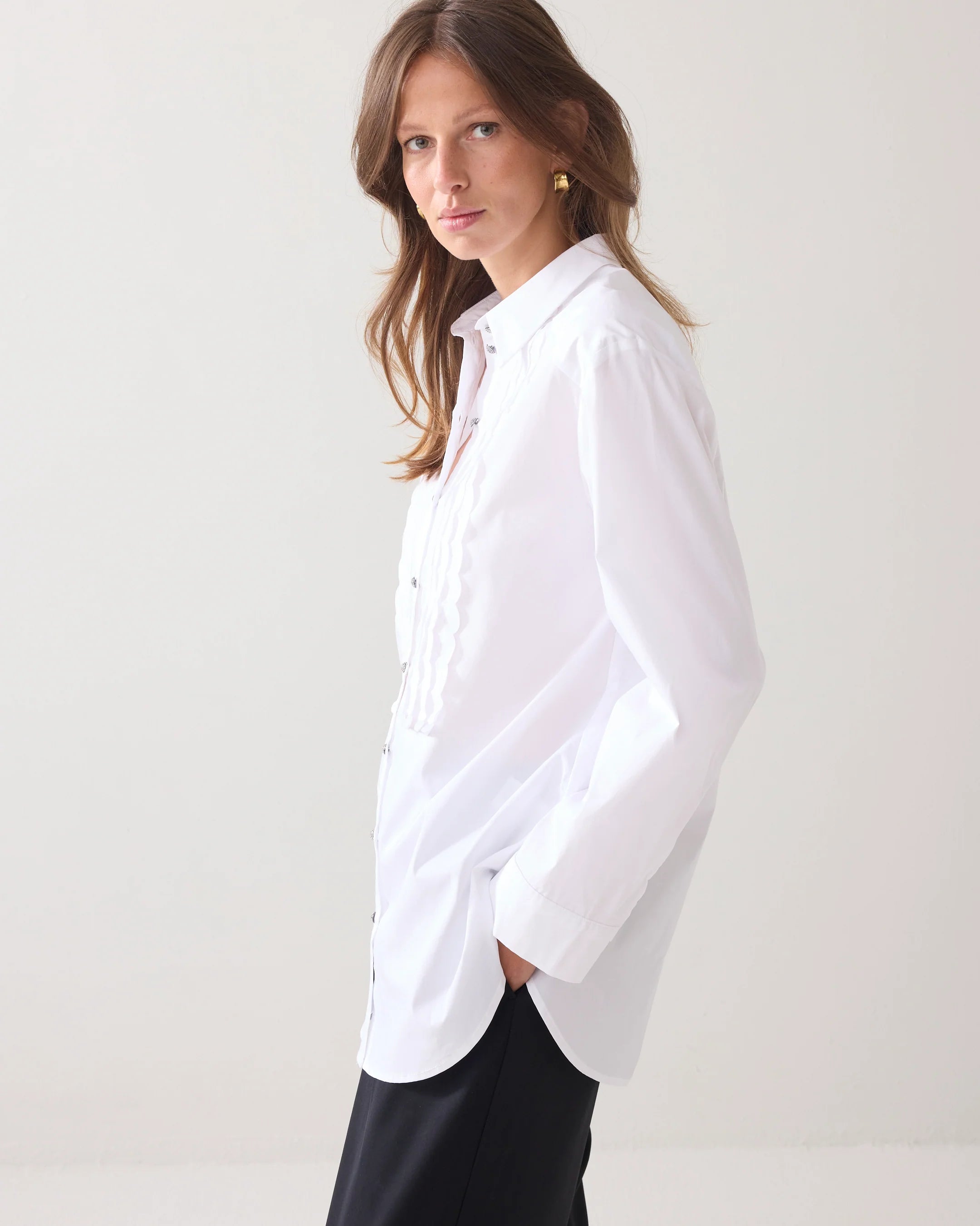 Party Poplin Blouse in White