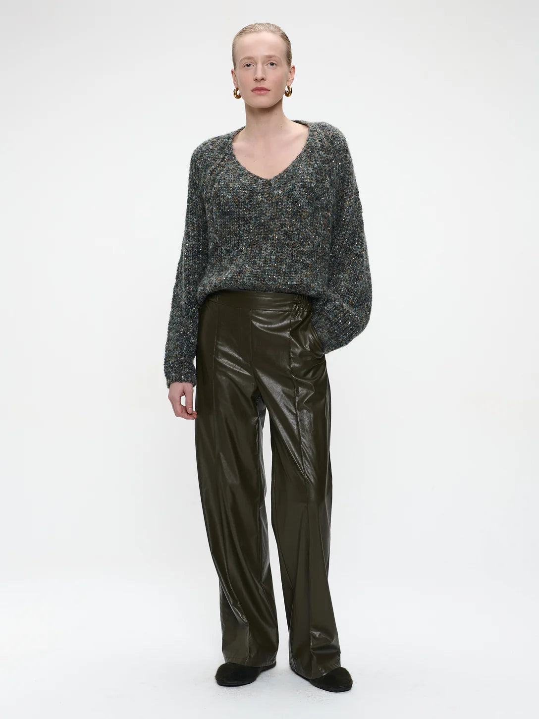 Shiny Oversized Pullover in Melange