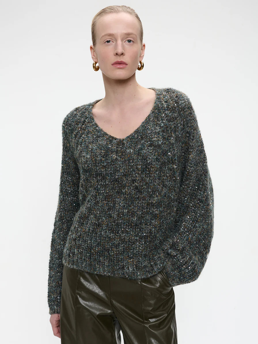 Shiny Oversized Pullover in Melange