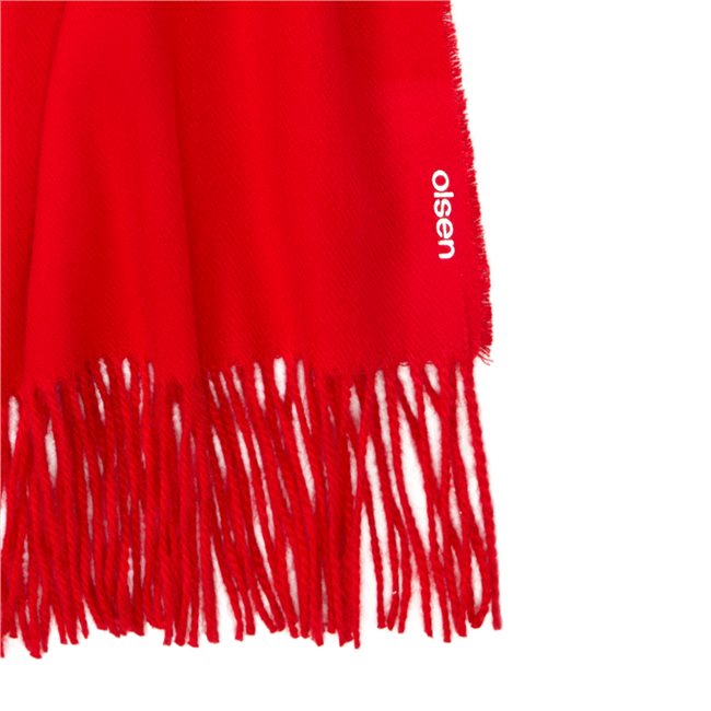Fringed Scarf in True Red