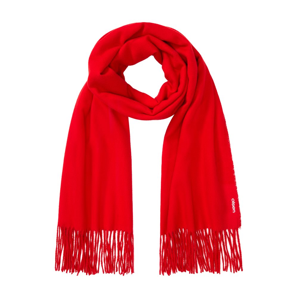 Fringed Scarf in True Red