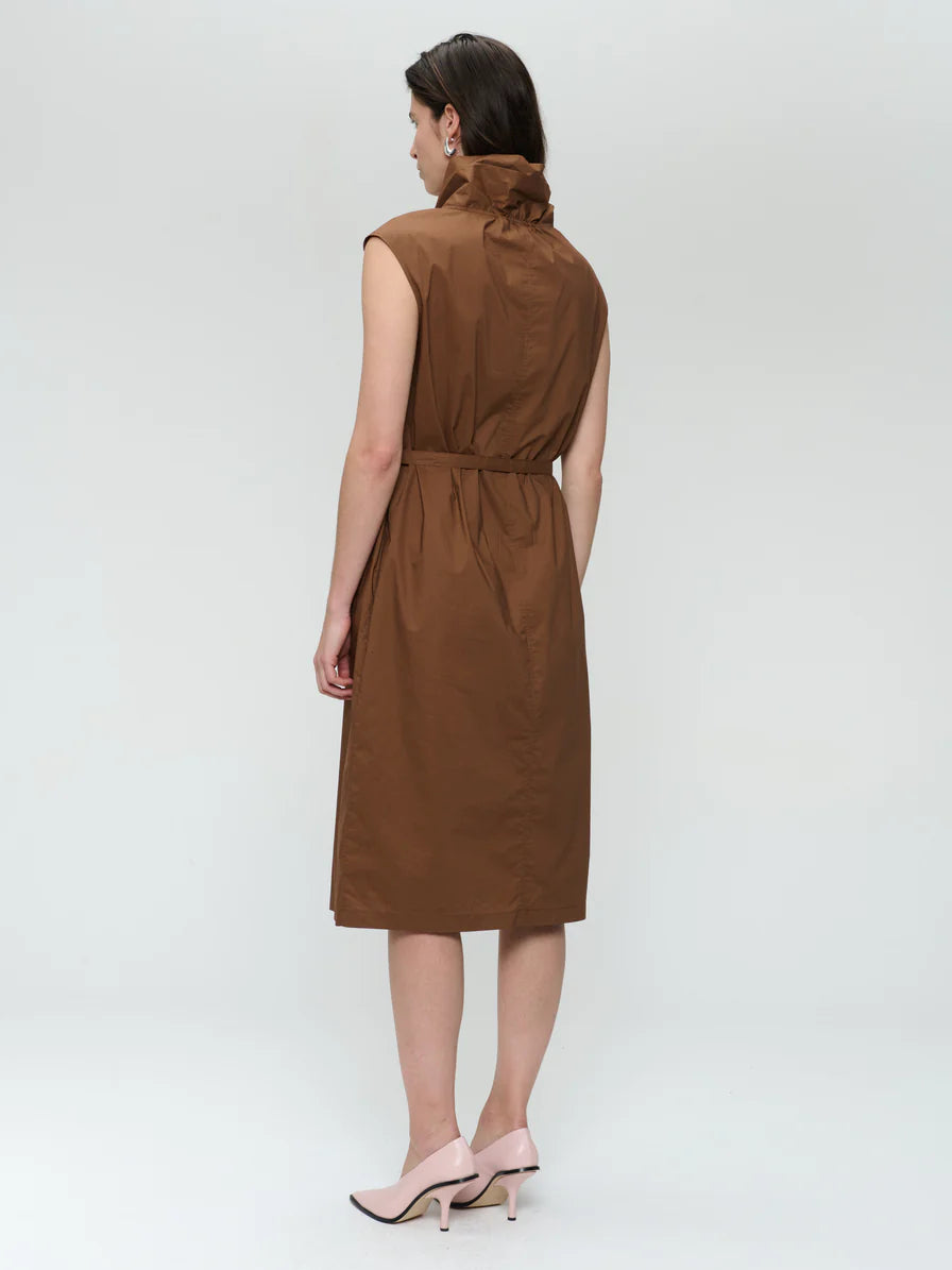 Poplin Dress in Brown