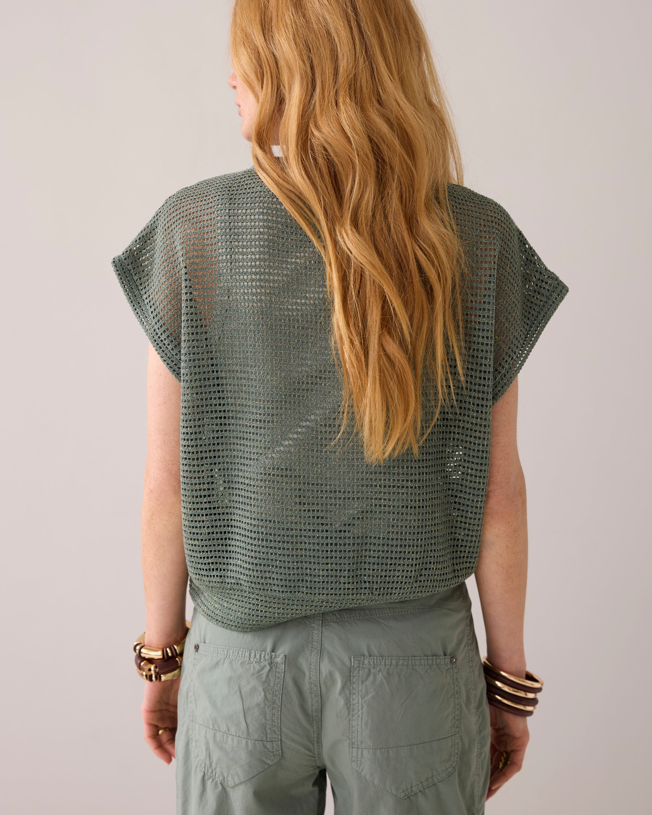 Oversized Gauze Top in Sea Glass