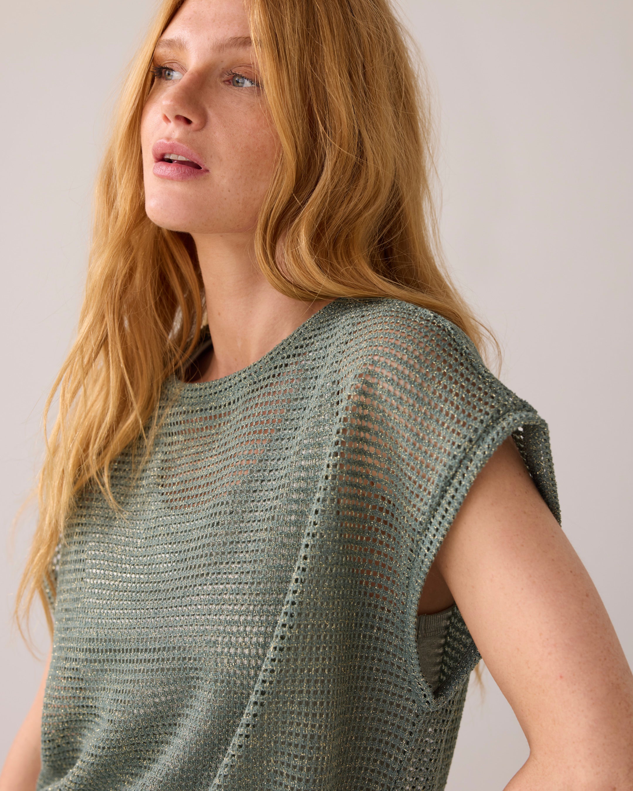Oversized Gauze Top in Sea Glass