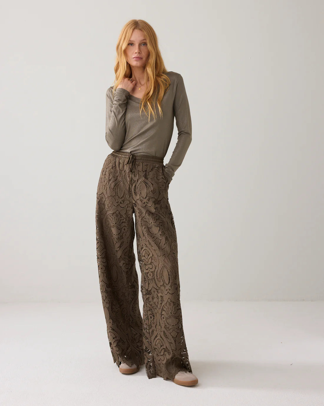 Coated Long Sleeve Top in Dark Camo