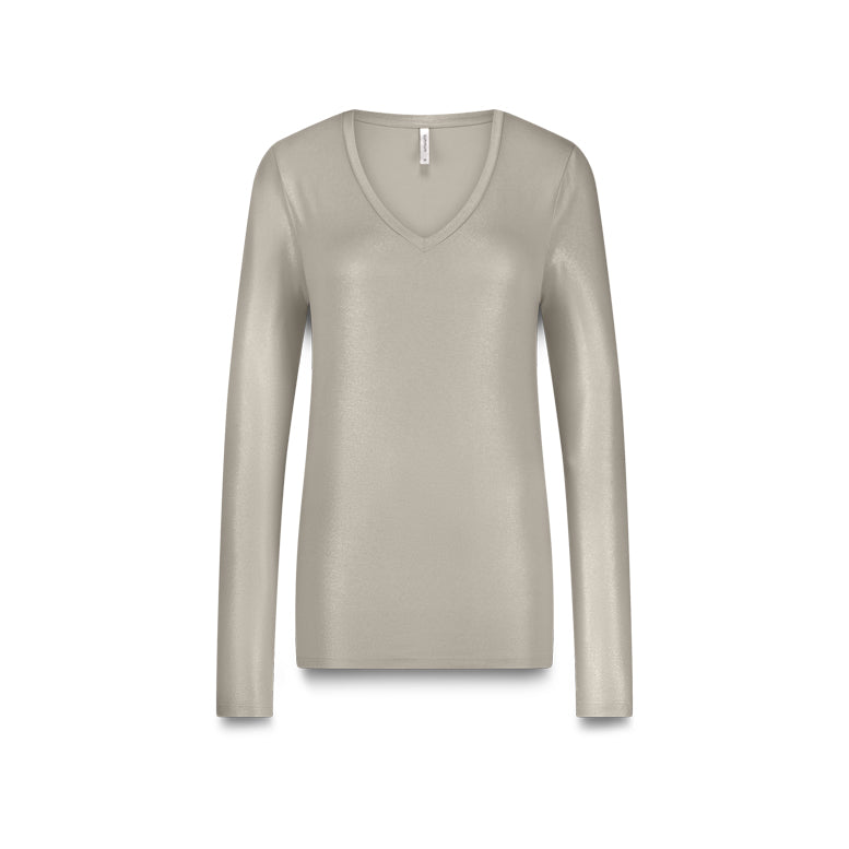 Long Sleeve Coated Top in Ash