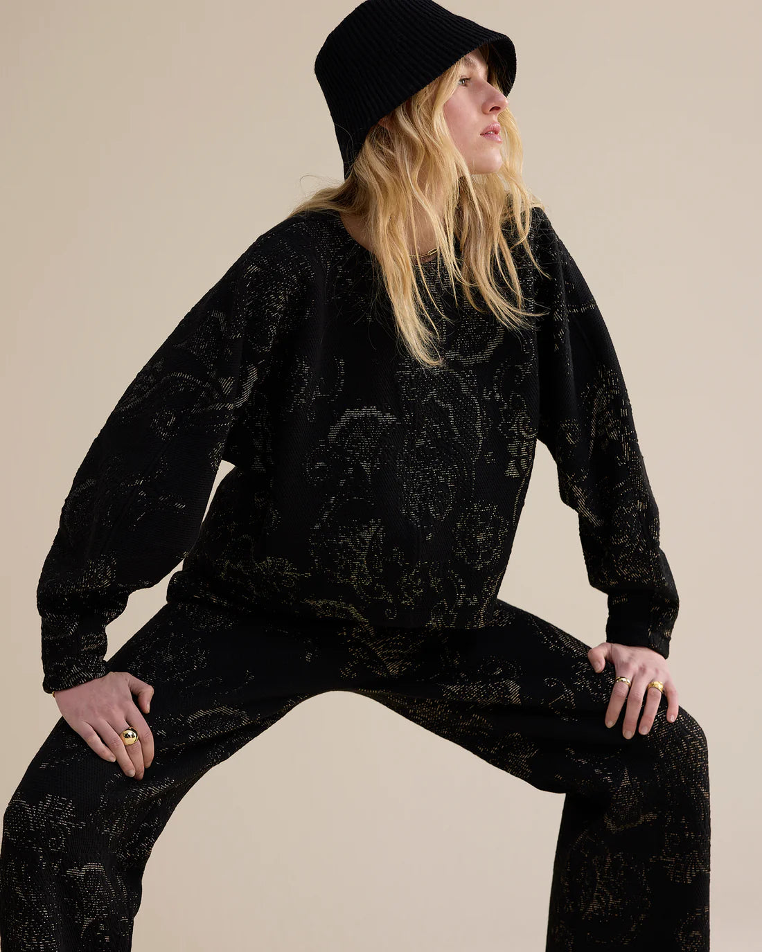 Ornamental Jacquard Jersey in Black