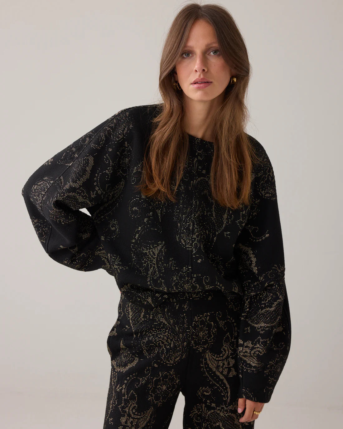 Ornamental Jacquard Jersey in Black