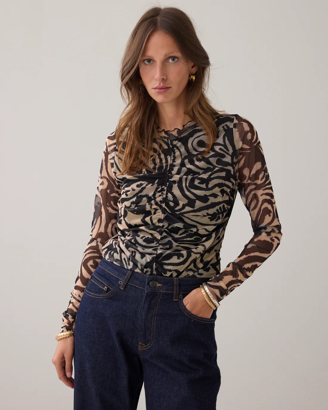 Mesh Ornament Top in Black