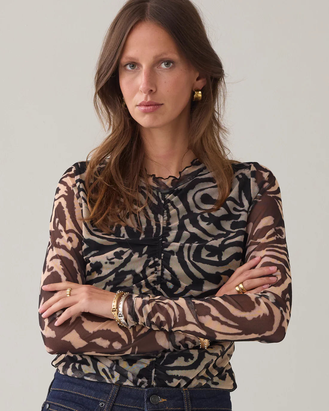 Mesh Ornament Top in Black