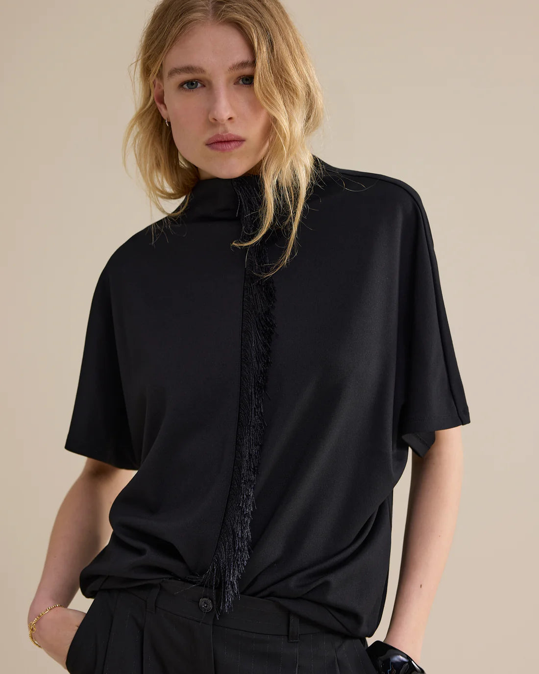 Fringes Top in Black