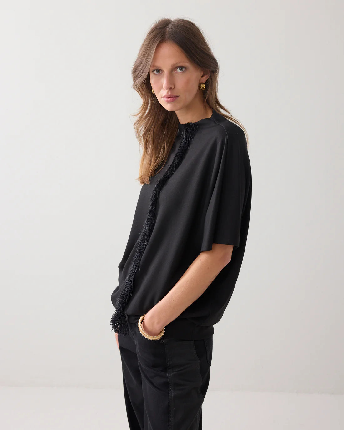 Fringes Top in Black
