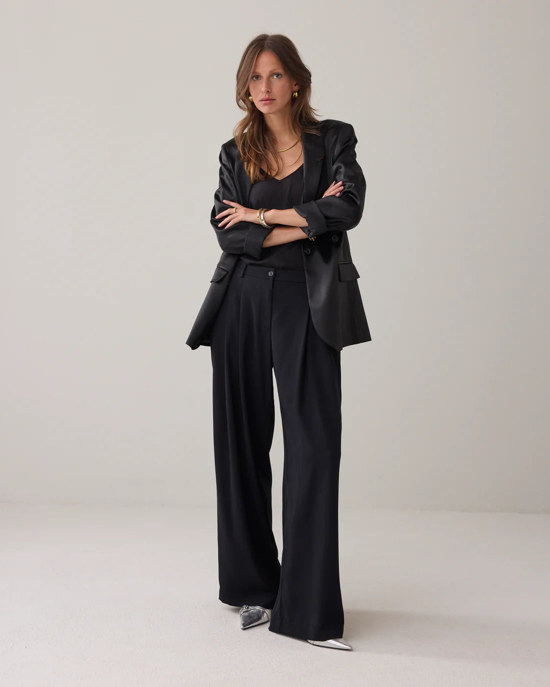Wide Fluid Trouser in Black