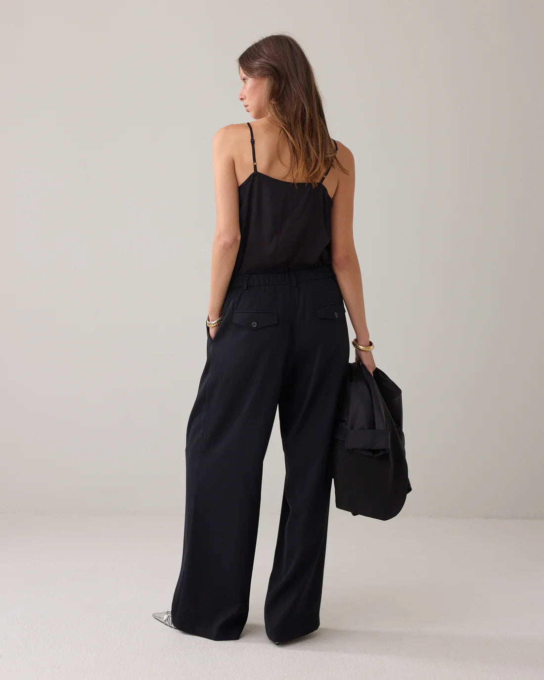 Wide Fluid Trouser in Black
