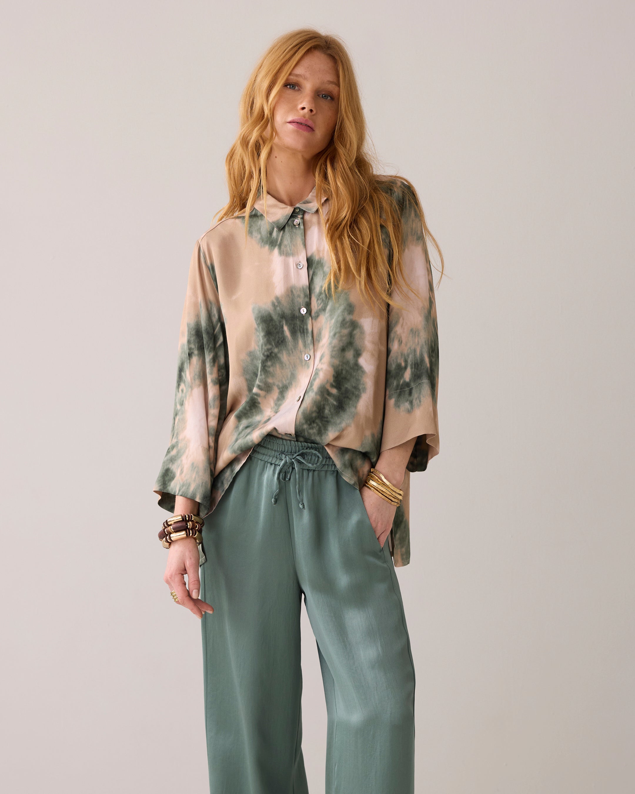 Heavy Silky Touch Trouser in Sea Glass