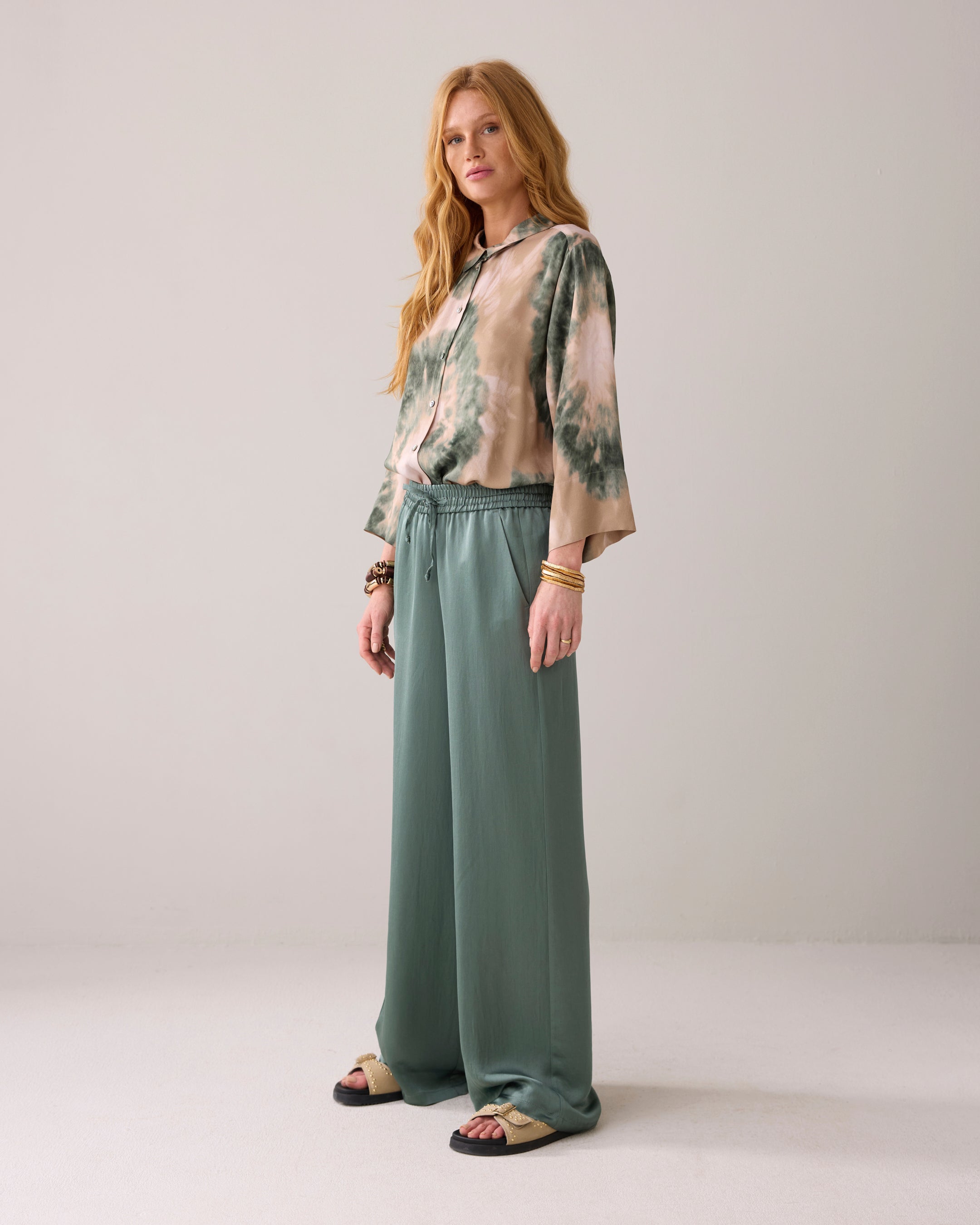 Heavy Silky Touch Trouser in Sea Glass