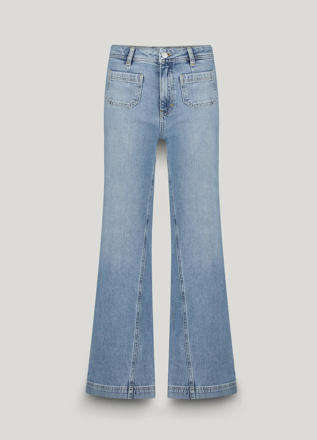 Light Flared Jeans in Vintage Blue Denim