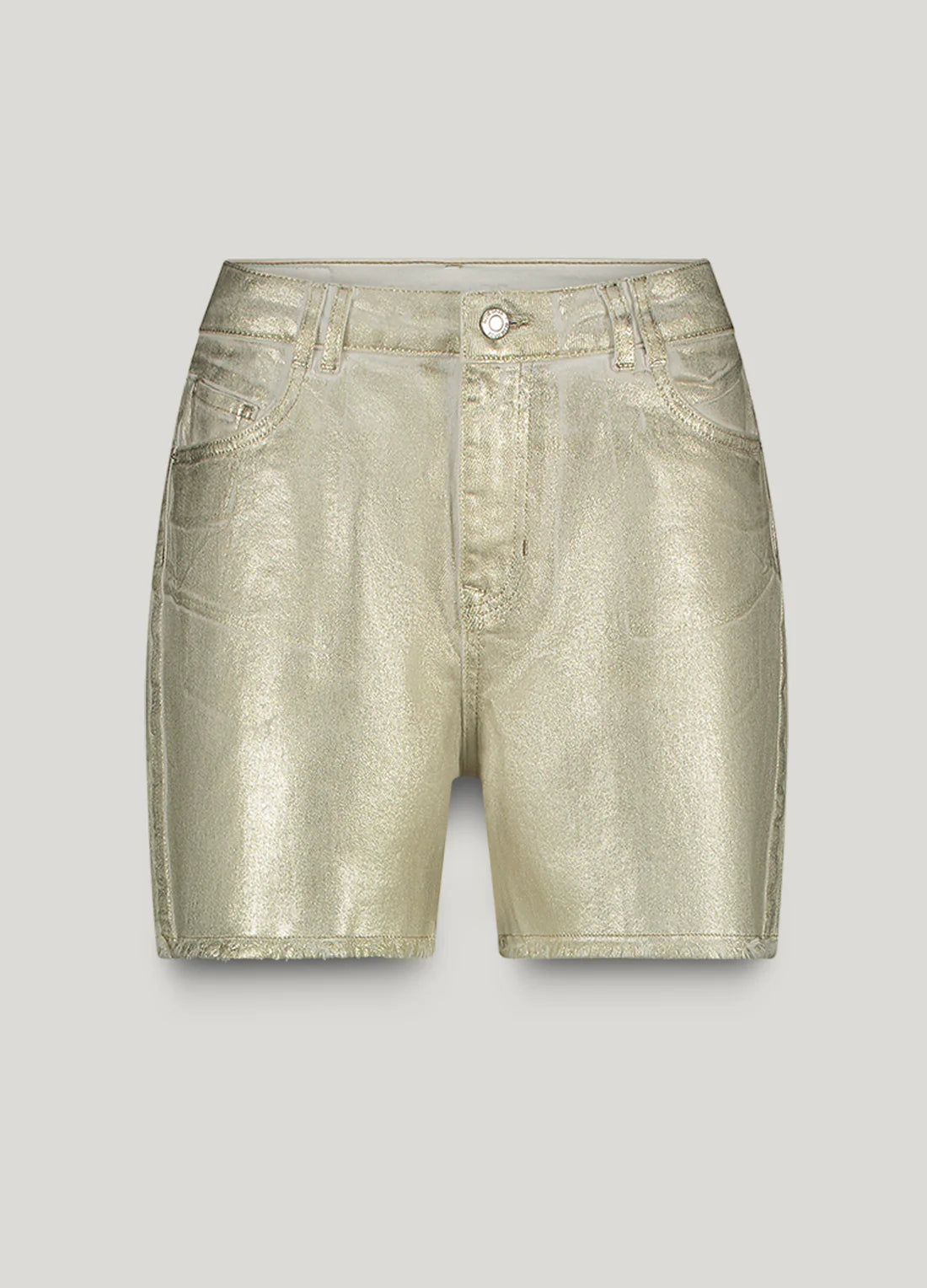 Foil Print Shorts in White Denim