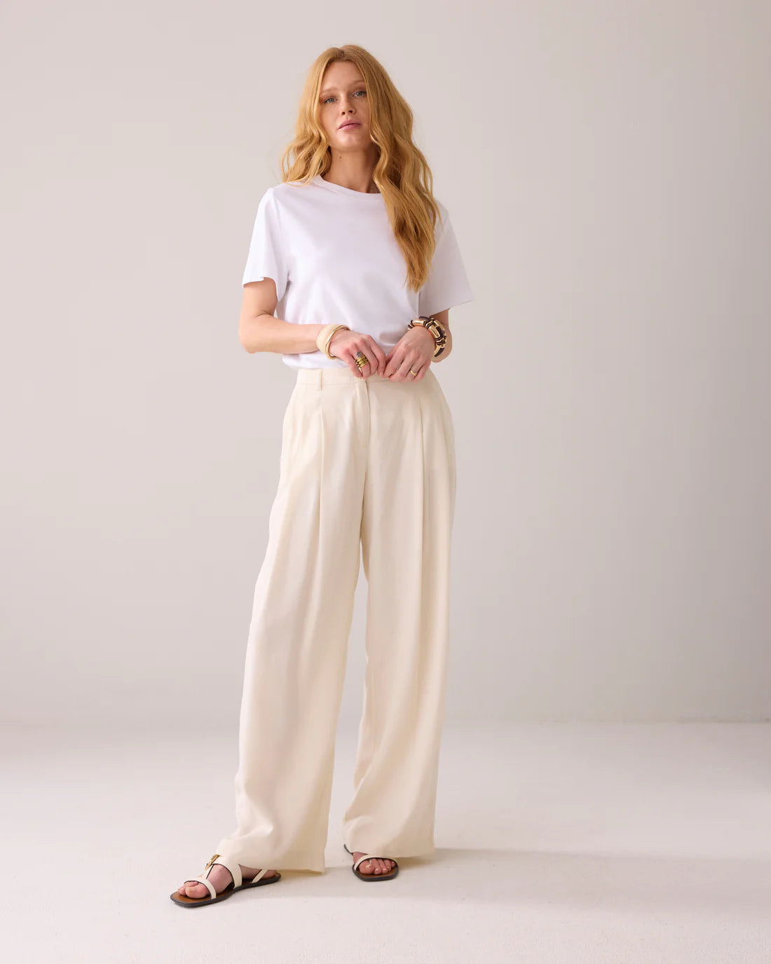 Wide Tencel Trouser in Ivory