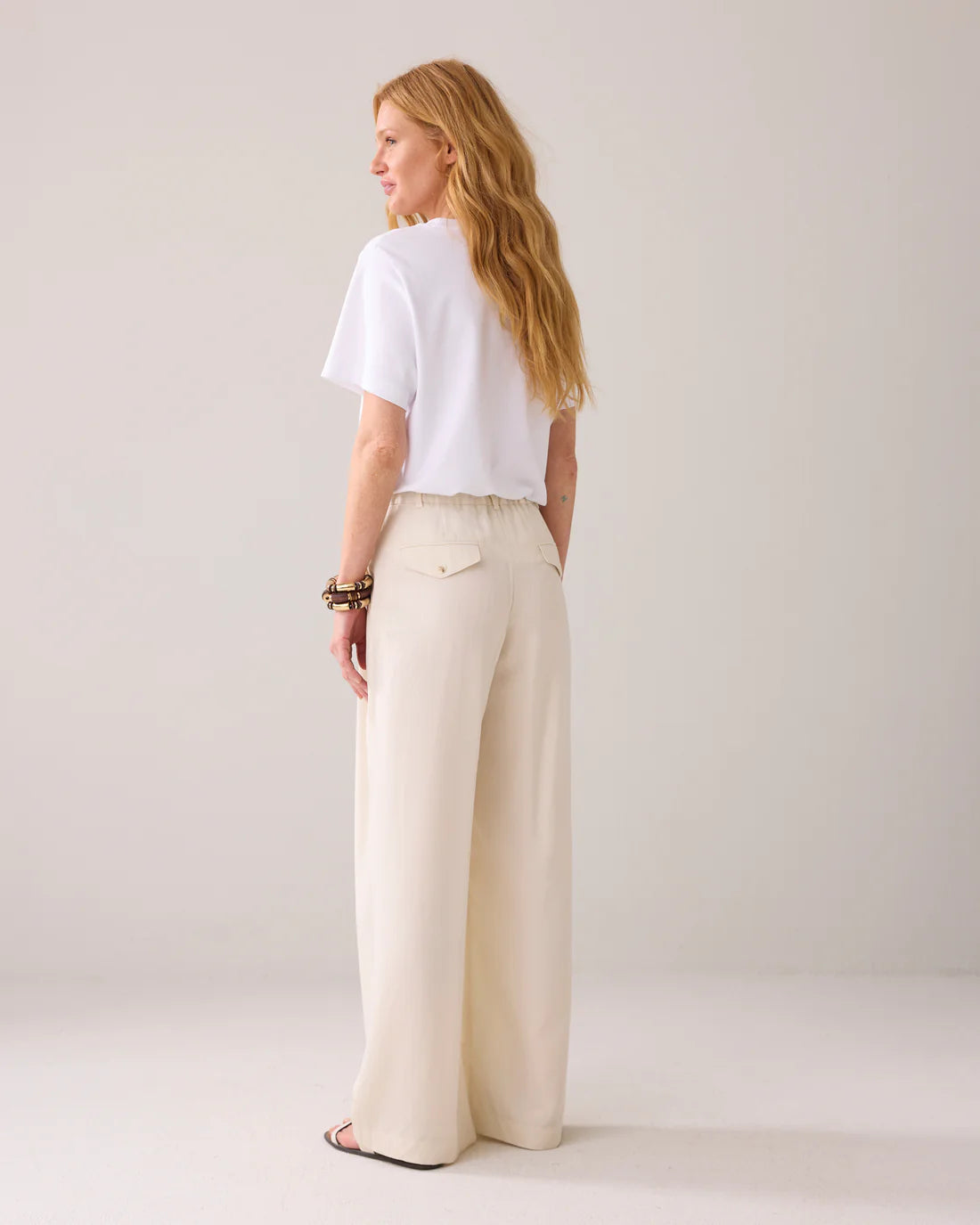 Wide Tencel Trouser in Ivory