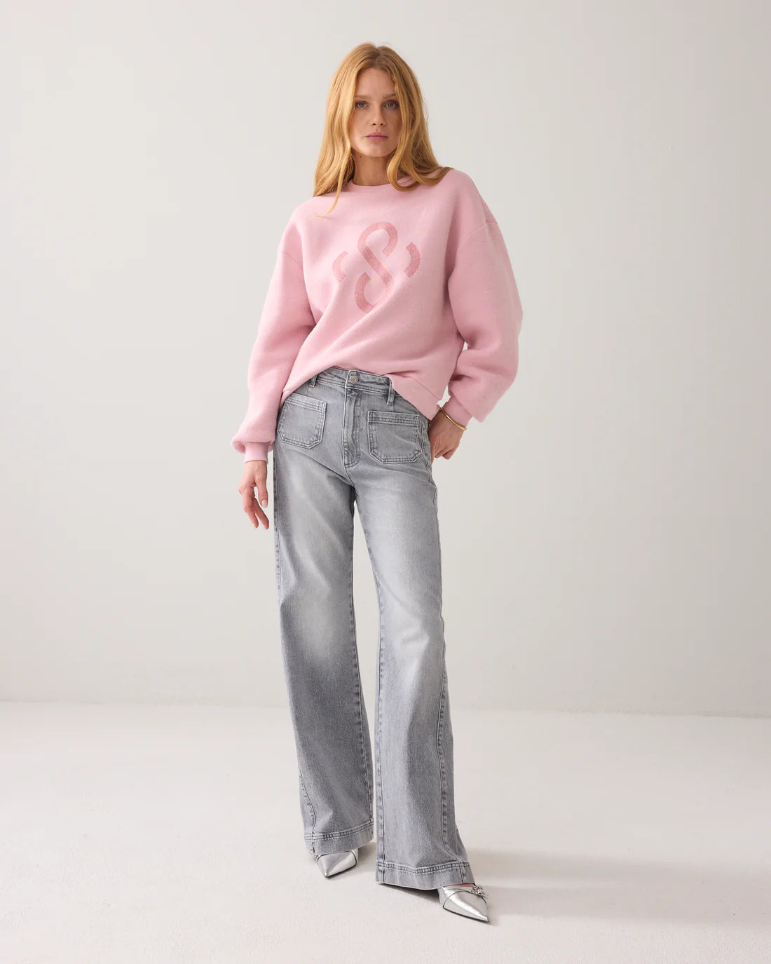 Flared Jeans in Grey Denim