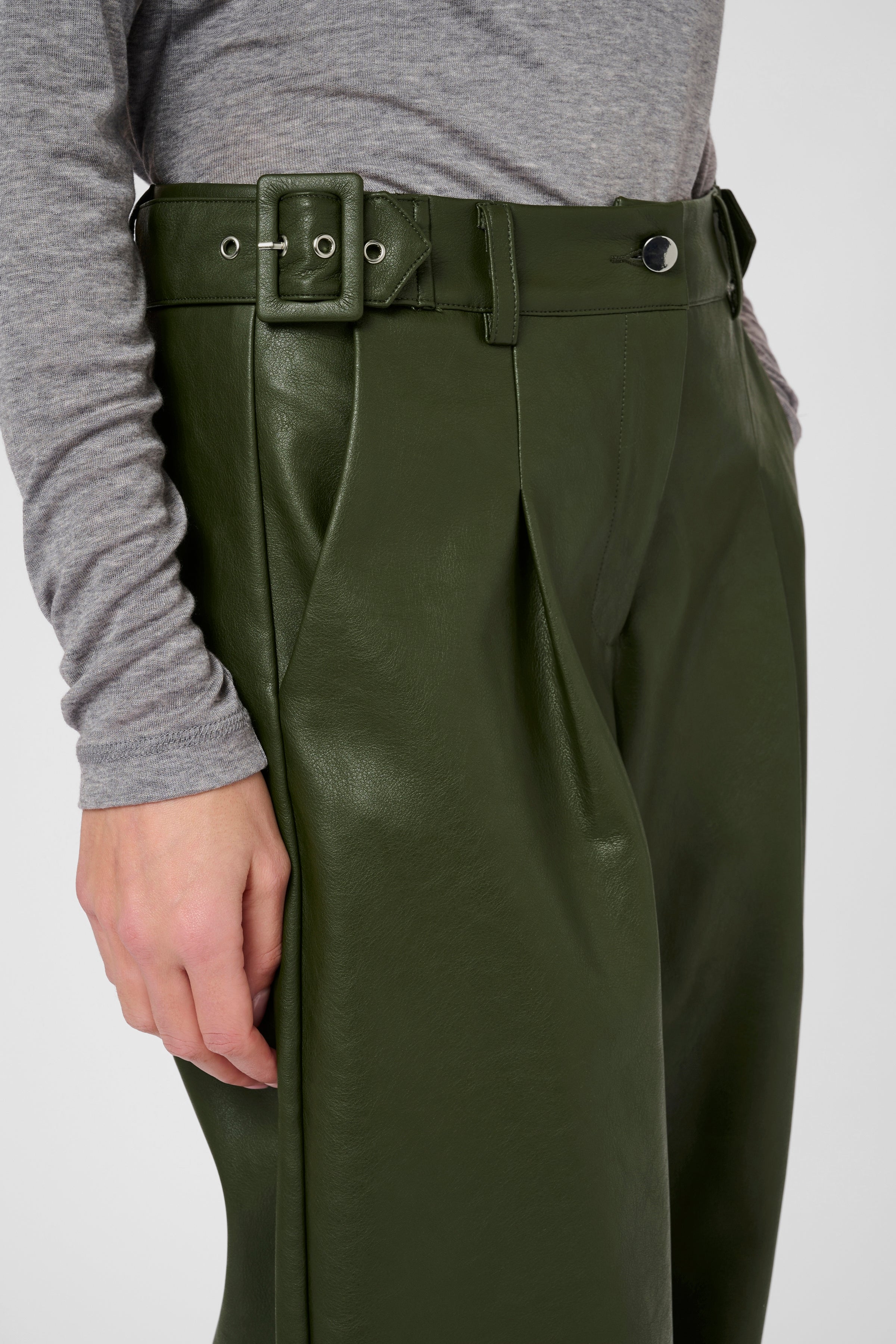 Illi PU Trousers in Rifle Green
