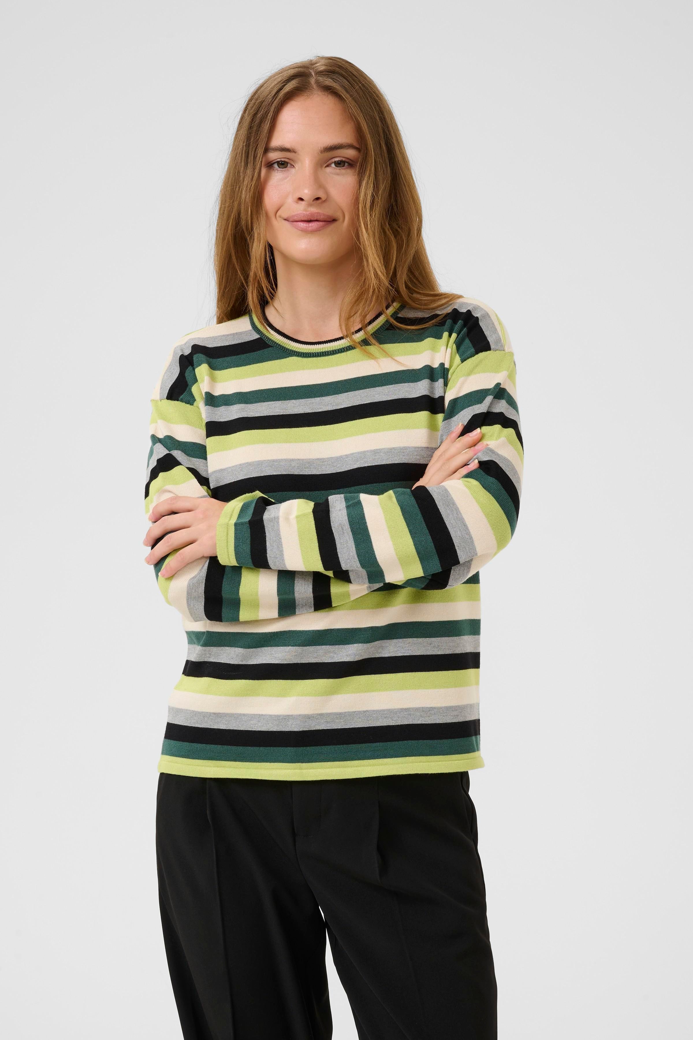 Iai Annemarie Stripe Pullover in Riffle Green Multi